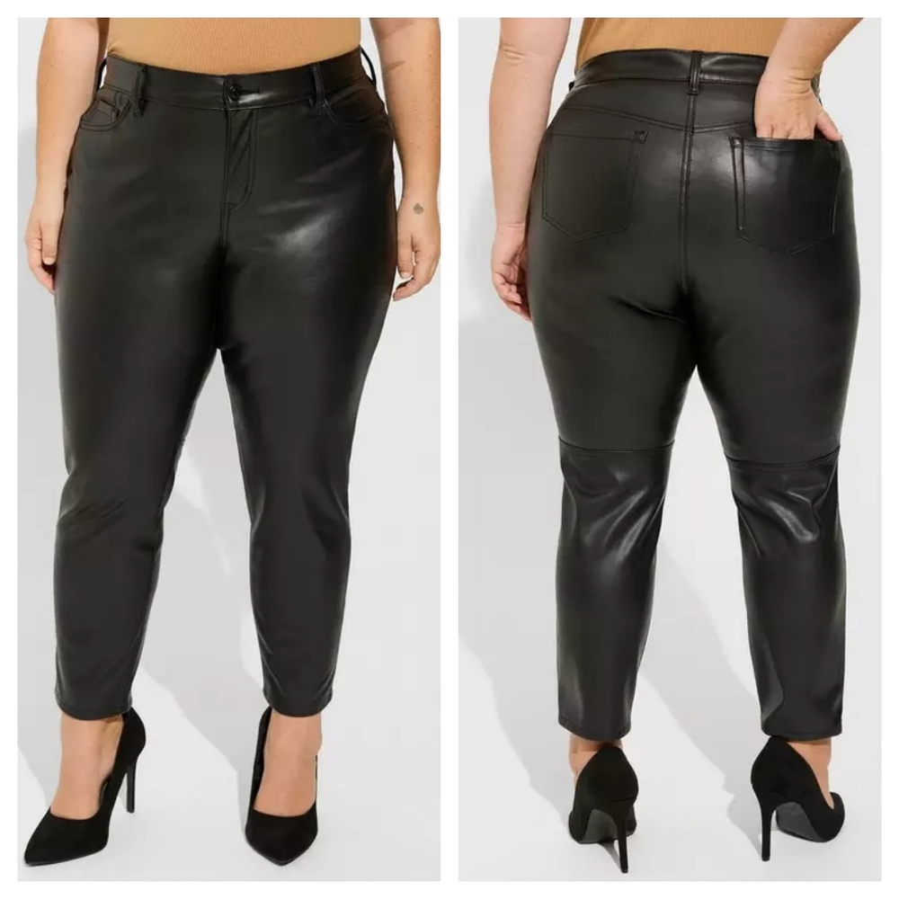 torrid Black Faux Leather Ankle Pants
